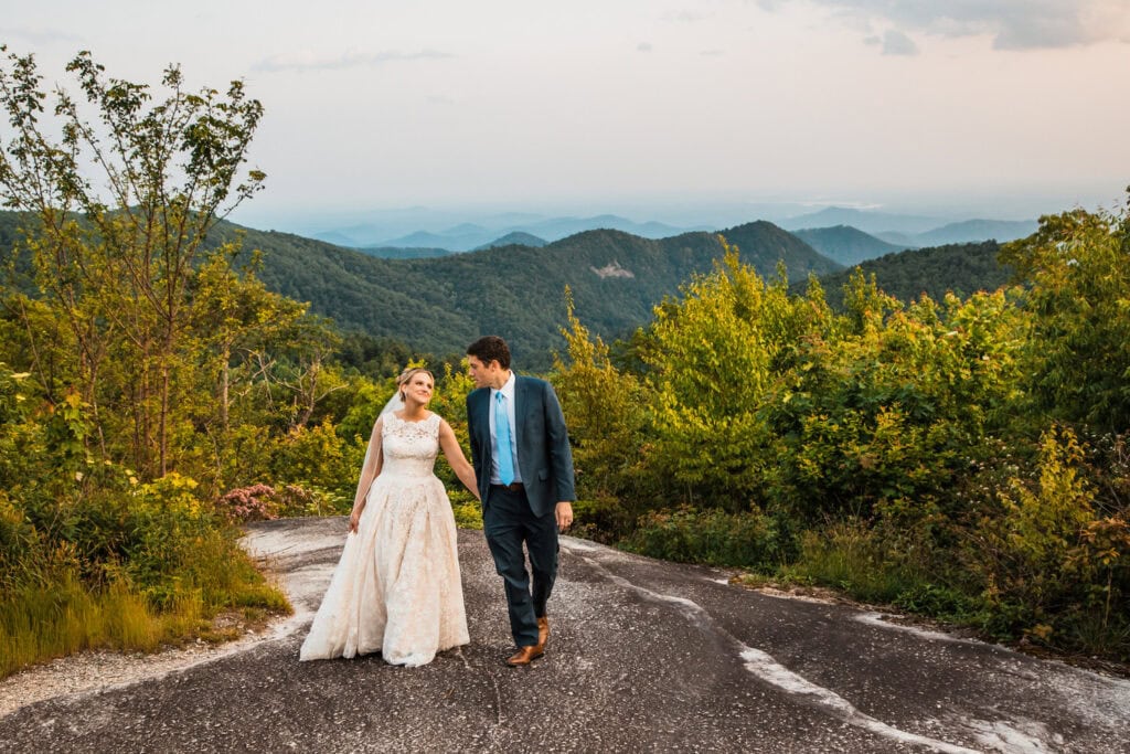 spring Asheville elopement with mountain greenery